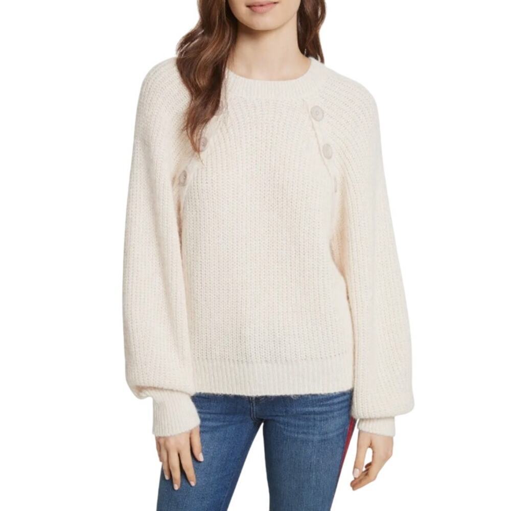 Joie Aine Raglan Cream Chunky Oversized‎ Alpaca Wool Ribbed Sweater XS